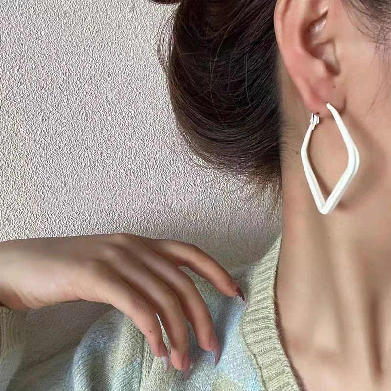 铜合金耳饰 方形耳圈2爆款气质小众独特耳环高级感轻奢耳饰N2519