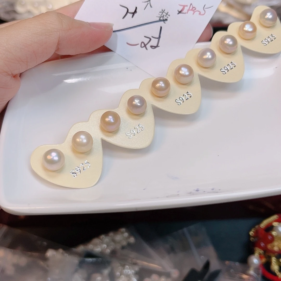 淡水珍珠耳饰银S925镶嵌9