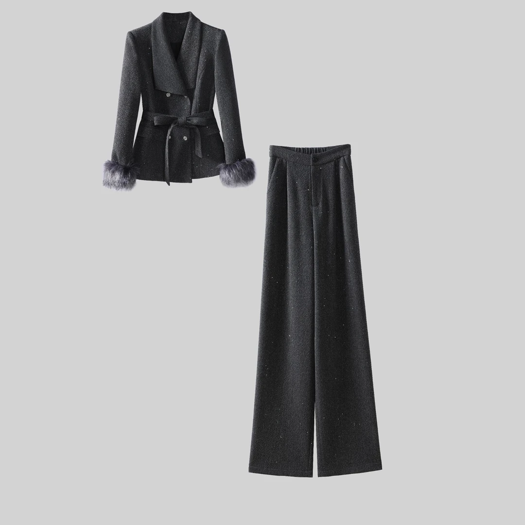 〈纪朵研〉H572罗马风法式时尚套装设计师时尚轻奢秋冬西装两件套