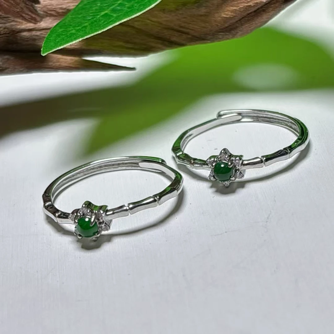 《老猪严选》FCJ-005天然危地马拉翡翠戒指约3*3mm合金多样性发其一