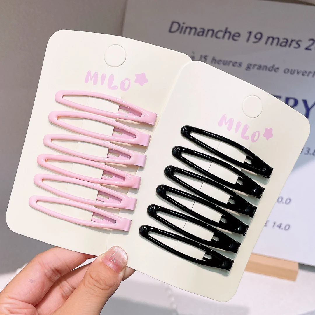 A-8379（满10米飞）粉黑色基础水滴后脑勺碎发掰掰夹   发圈