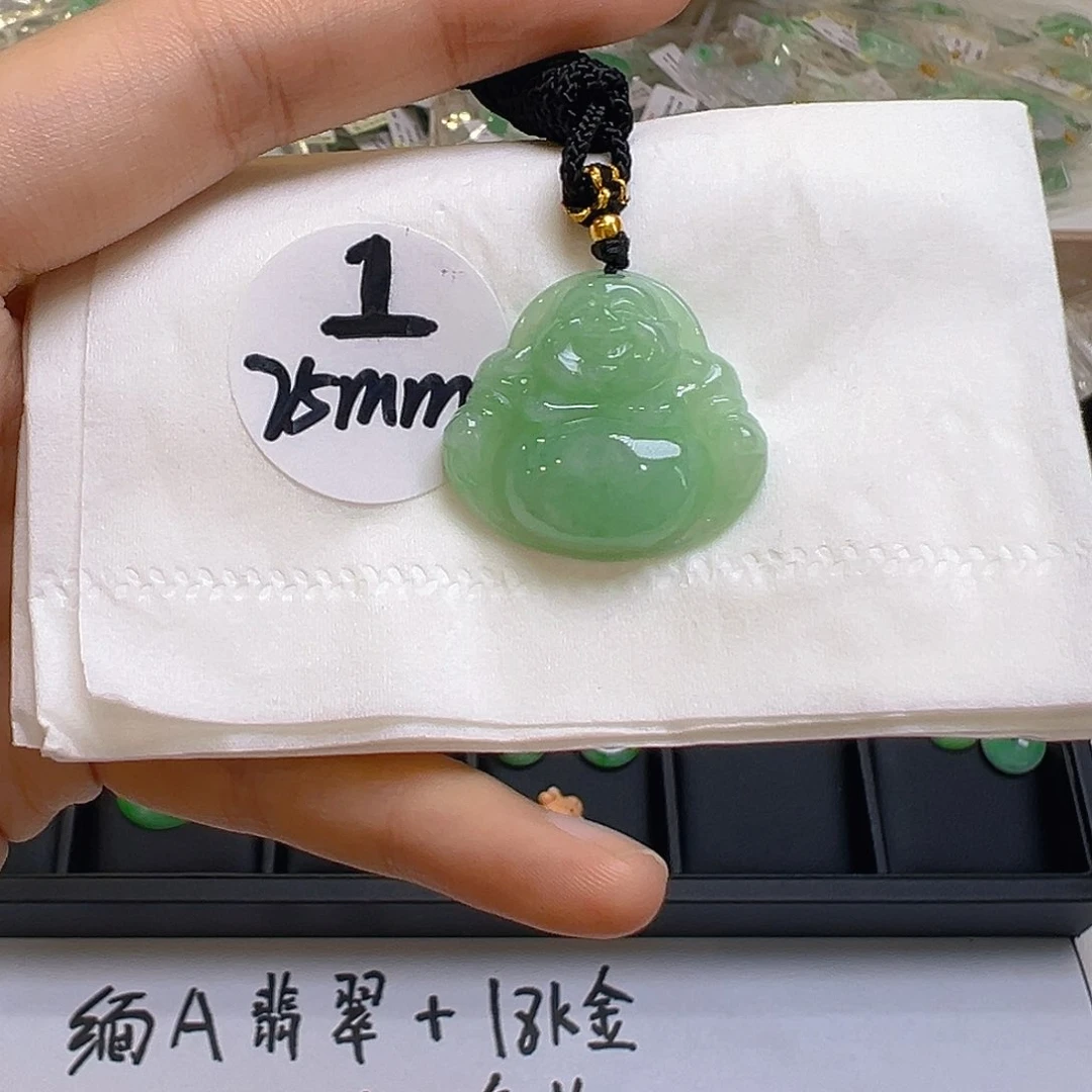 翡翠足金镶嵌吊坠(不含链)我