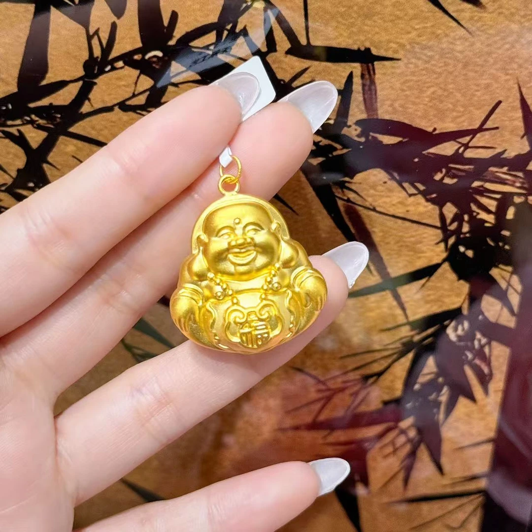 【小鹏黄金】足金999弥勒佛福字祥云5D工艺吊坠3.45