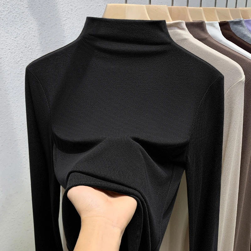 莫代尔半高领打底衫女2025新款秋冬季时尚洋气时髦内搭春长袖加绒