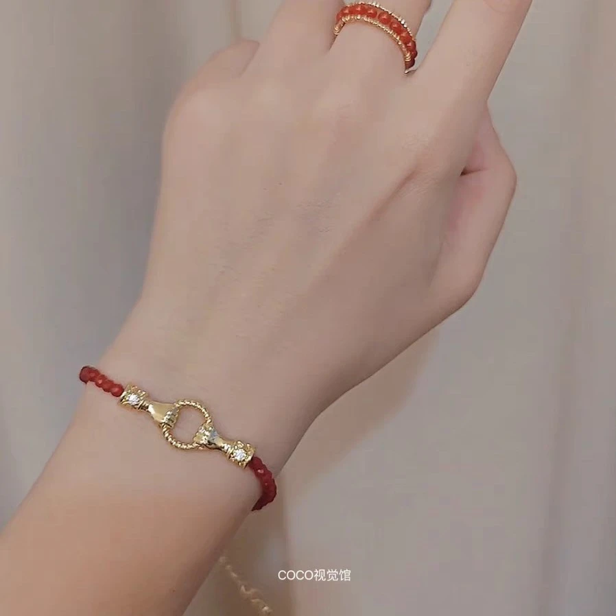 铜合金合成锆石手链 《货号8960》刘雯同款新年礼物红绳手链