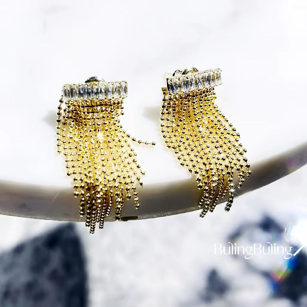 铜合金合成锆石耳饰 a252欧比雅比【笑脸流苏】气质日常耳环48104