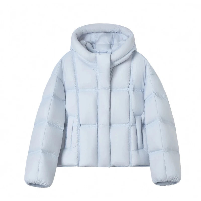 【常多多】高端泡芙女短款2024新款宽松加厚龟背连帽外套377