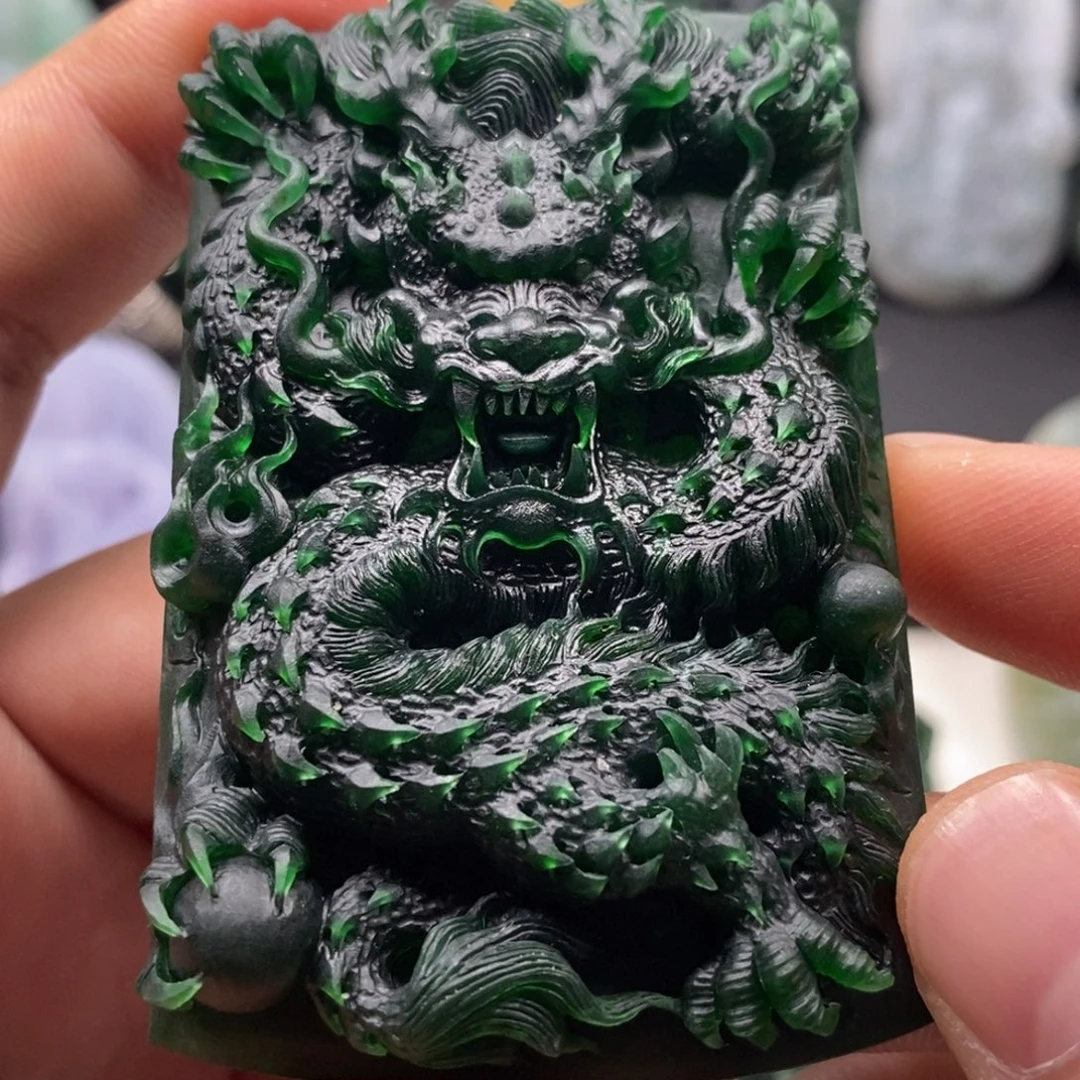 定制翡翠未镶嵌天然翡翠A货龙牌