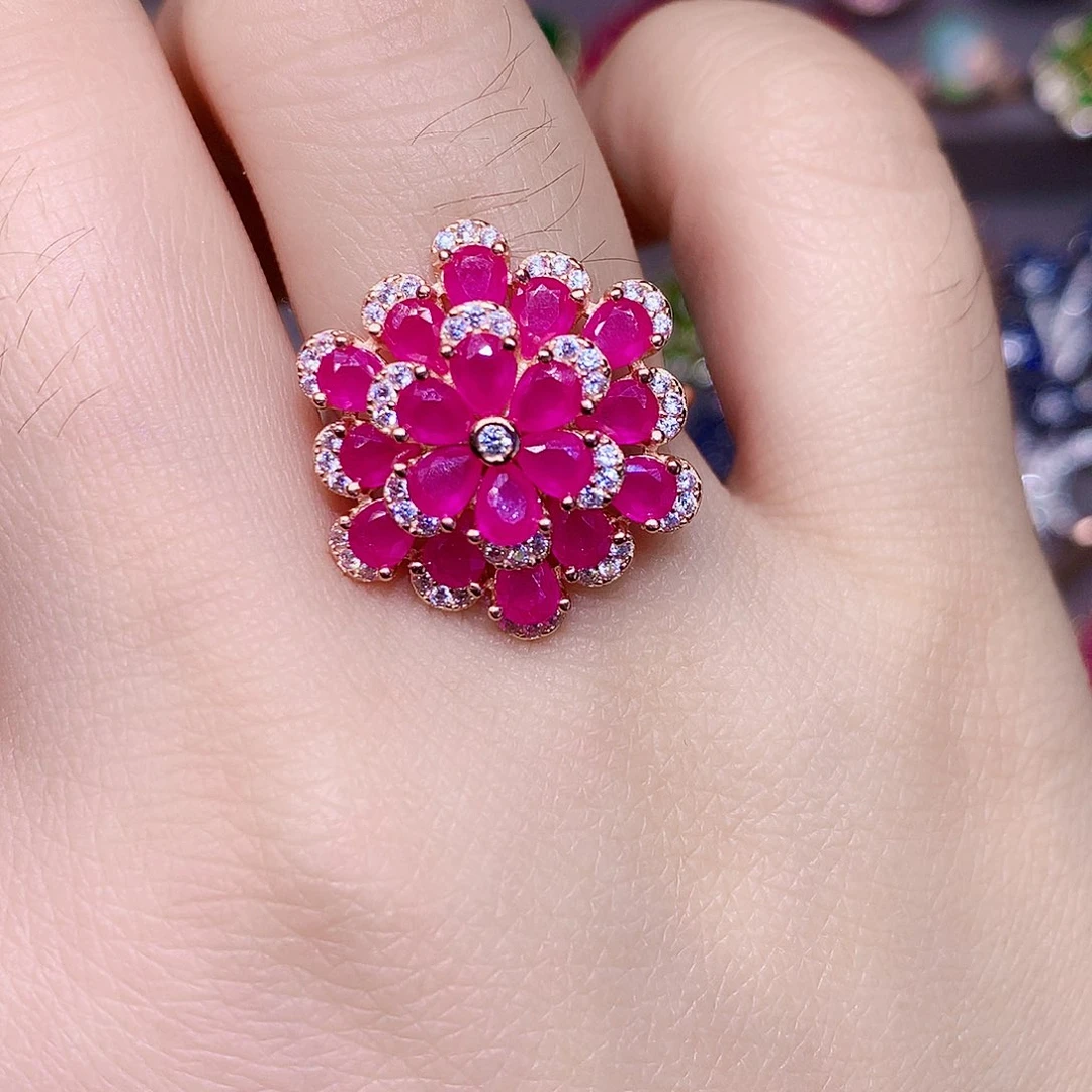 银S925镶嵌戒指红宝石