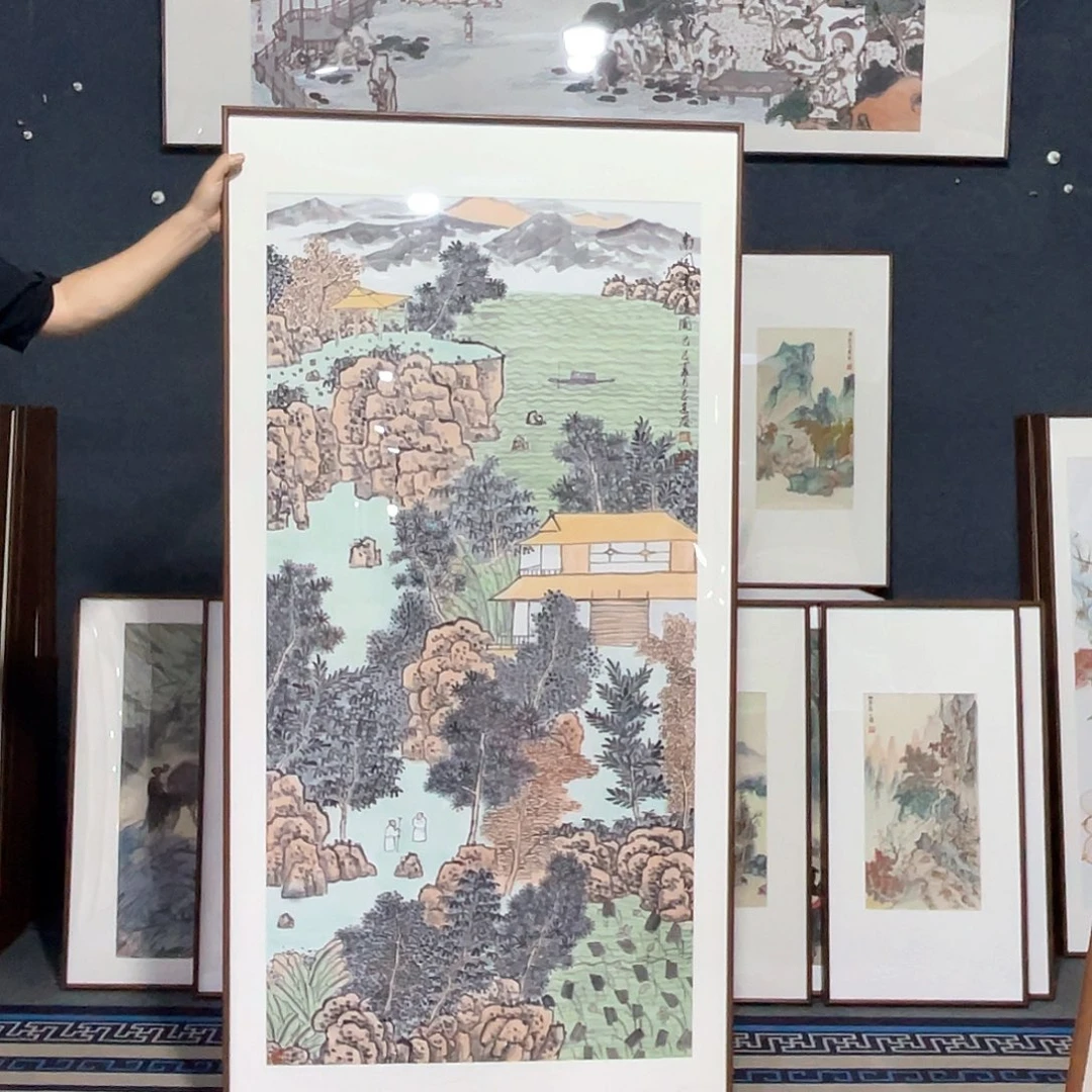 国画手绘画作品带框80/160