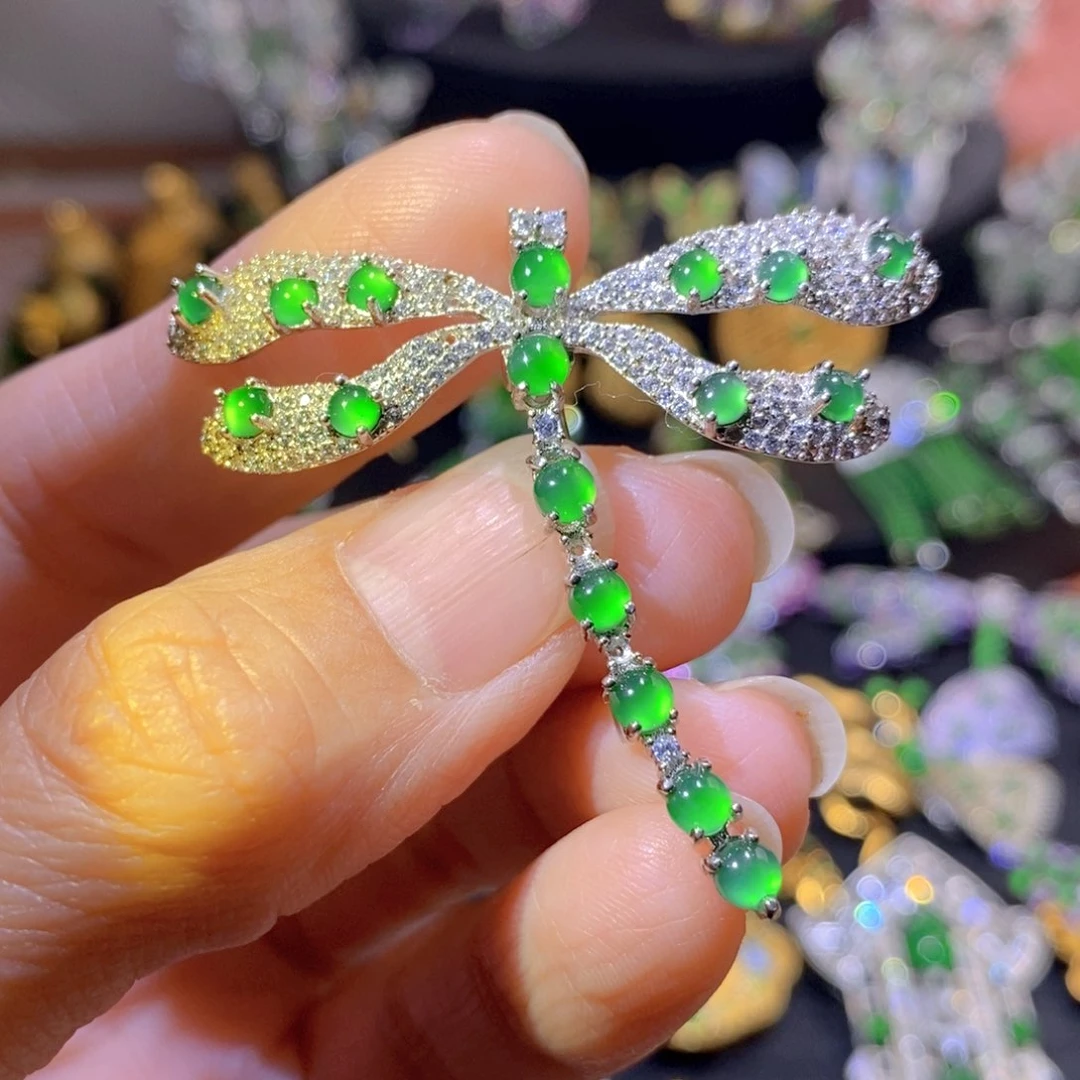 吊坠(不含链)银S925镶嵌翡翠