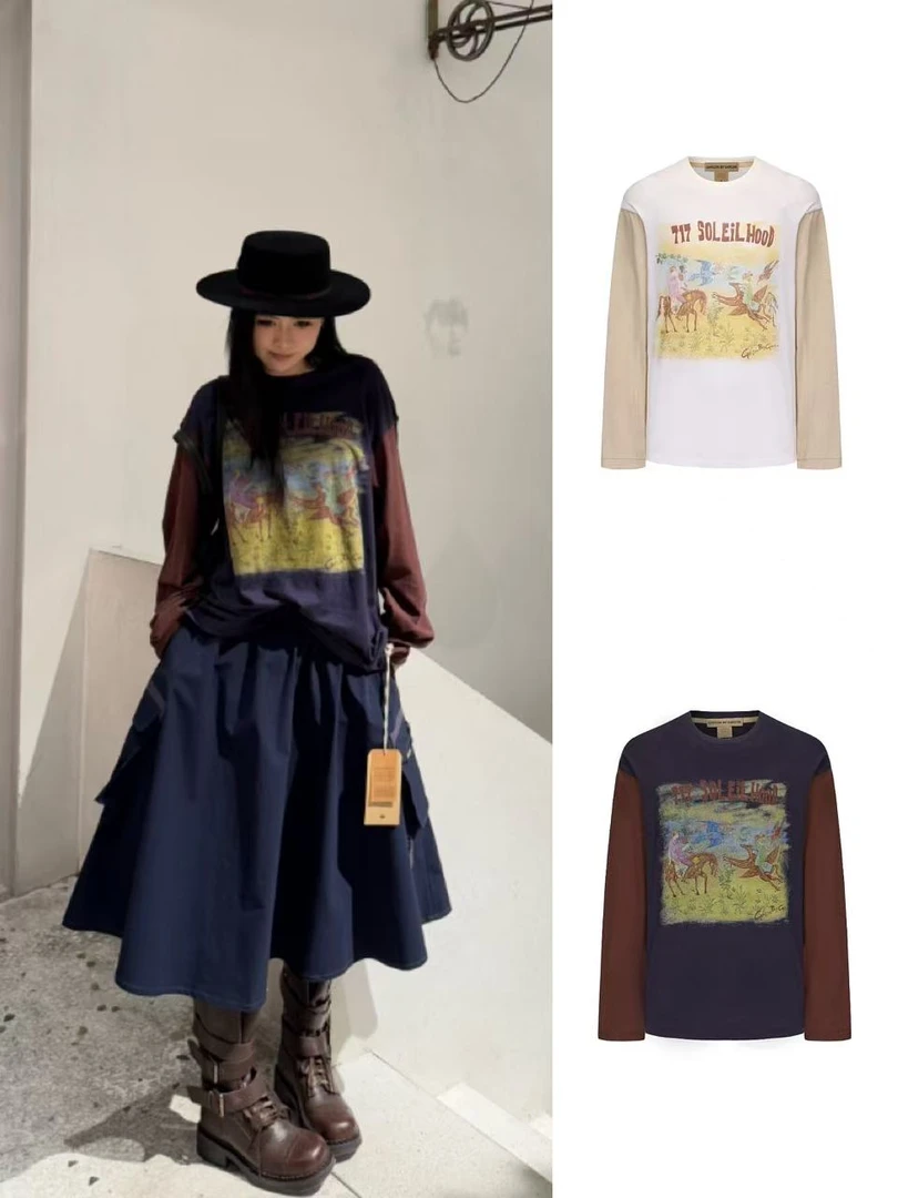 【GARCON】25春夏GC25SS027/028设计师SOLEILHOOD太阳岛拼色长袖T恤