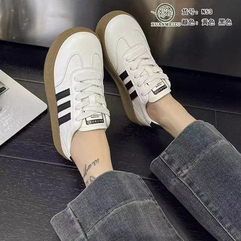 休闲板鞋圆头纳帕皮高跟学生ins板鞋时尚防滑夏季