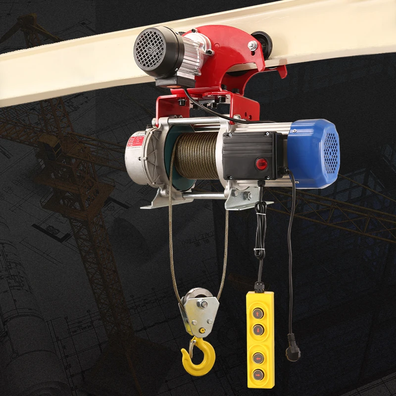 多功能运行铝壳提升机220v卷扬机1吨 电动葫芦380v家用吊机带跑车