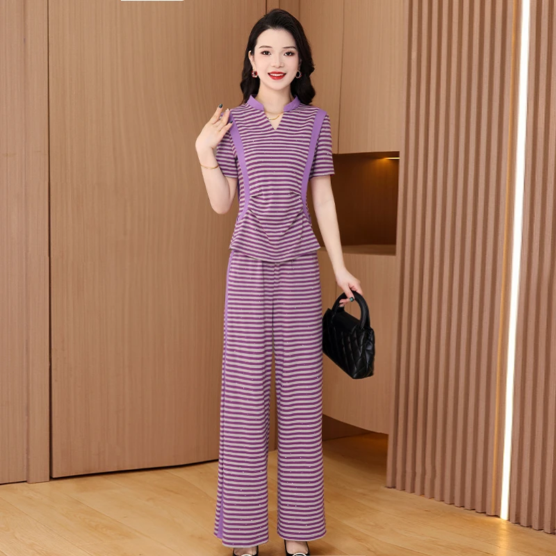 【两件套】25360梦晚夏季优雅气质时尚大气休闲收腰显瘦套裤-XZY