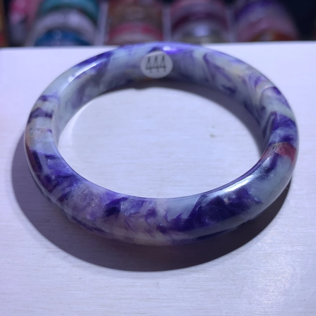 银S925镶嵌水晶手镯蓝龙晶58.2圈444