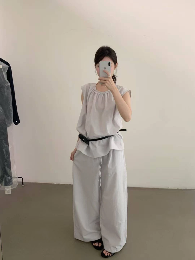 lovely@s9703 韩系简约百搭小衫+休闲裤套装 6-24