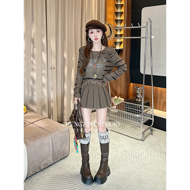 【裴诗婷】DD00082复古套头流苏亮片打底衫08