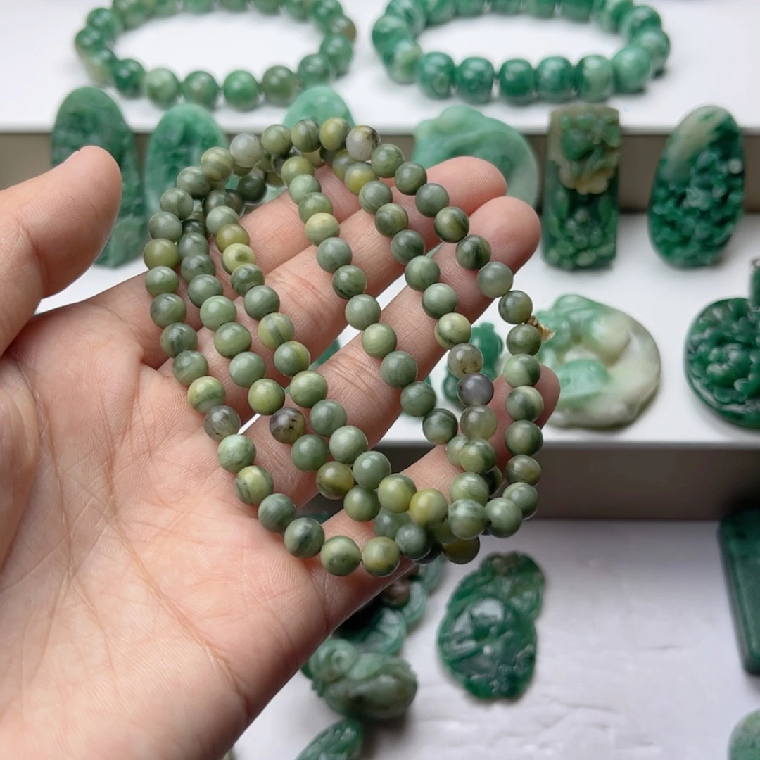 及***雨独山玉未镶嵌手串