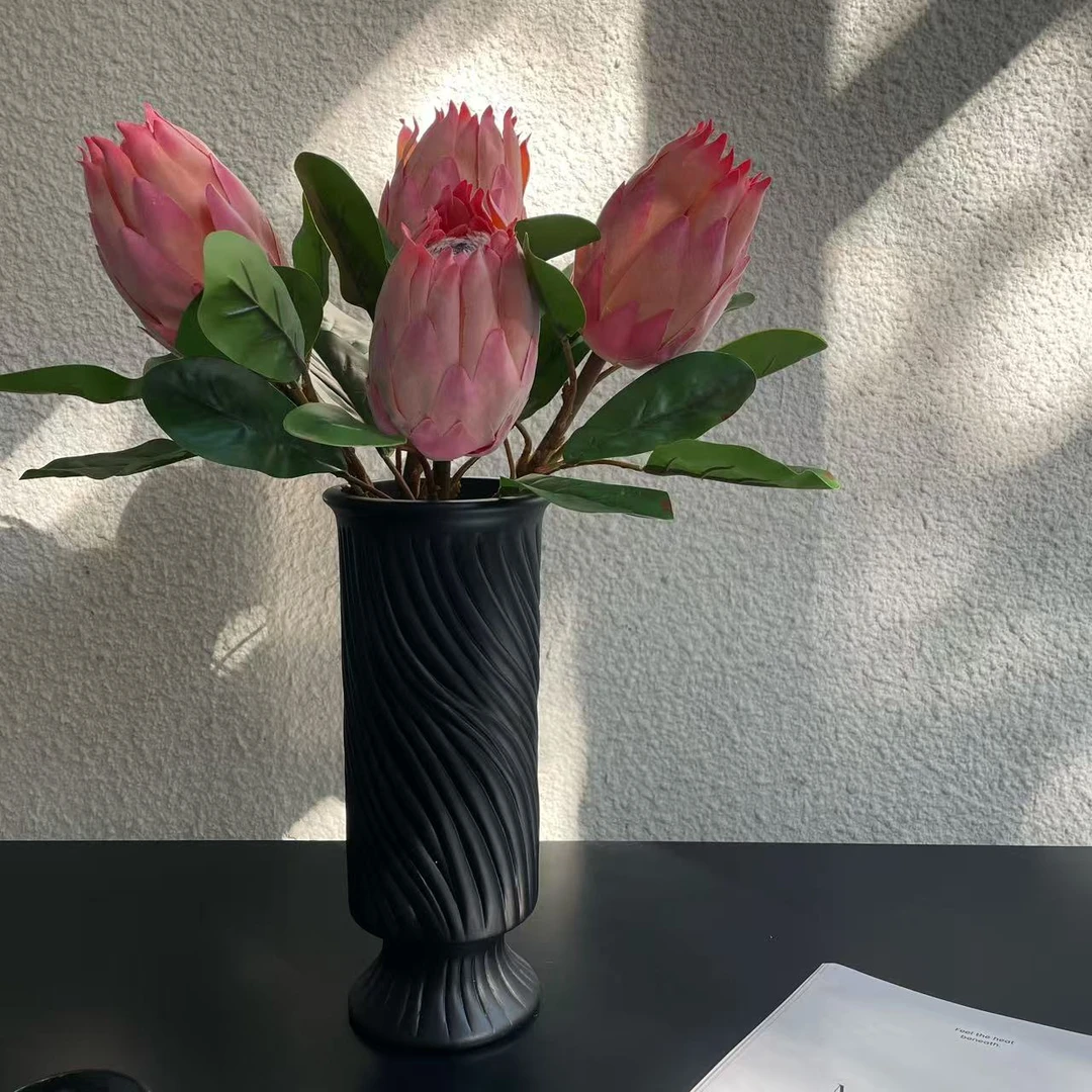 【清仓】橘红色大帝王年宵花婚庆乔迁假花仿真花陶瓷瓶玄关摆件