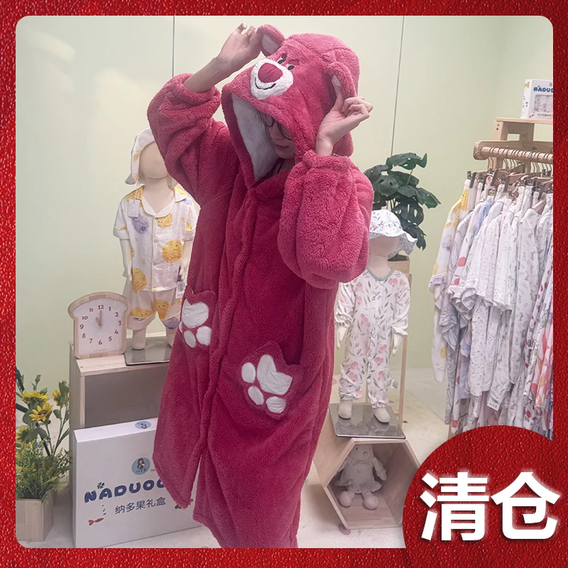 2025新款卡通绒浴袍家居服加绒睡衣保暖