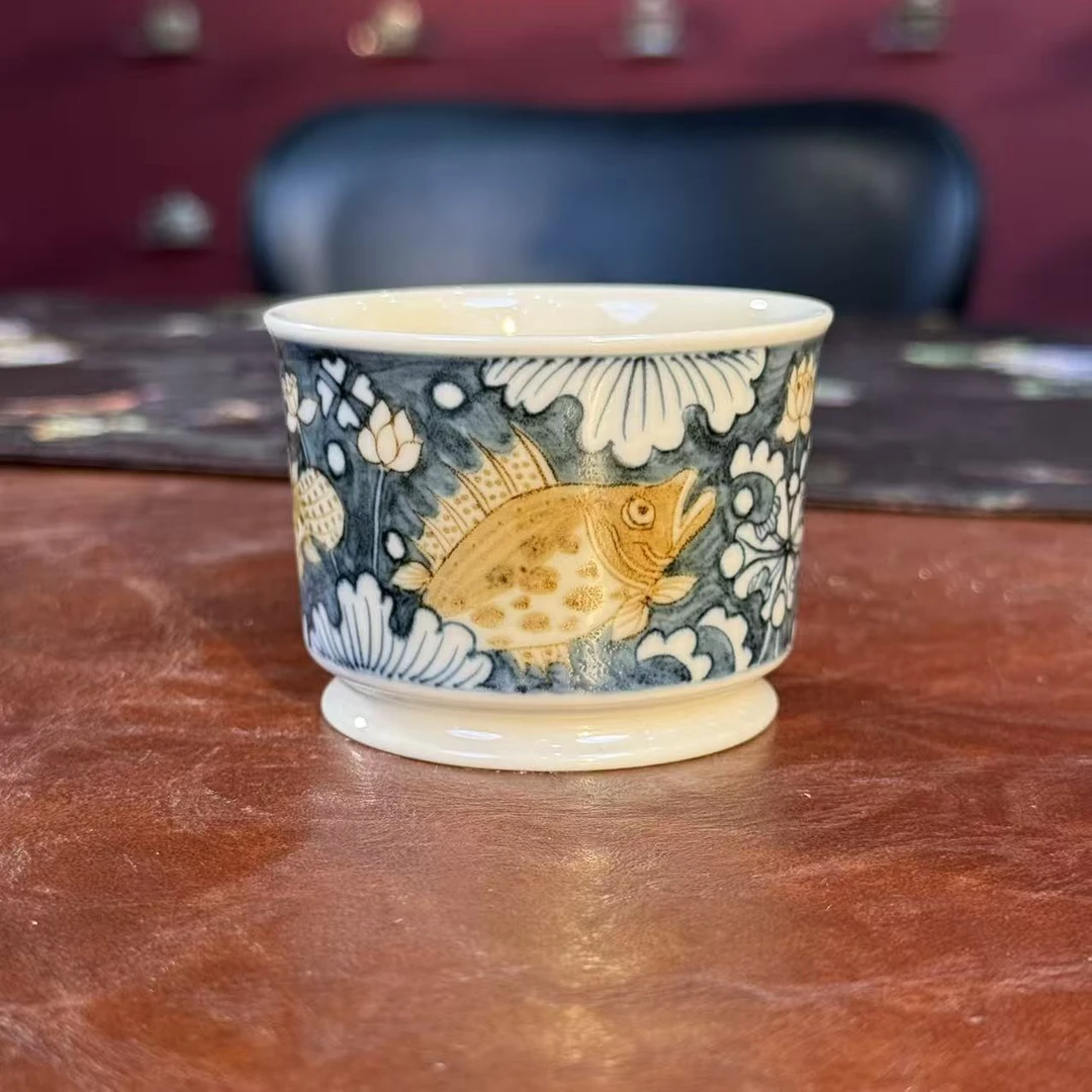 【立勤堂】立勤堂青花釉里金九鳜小容天杯