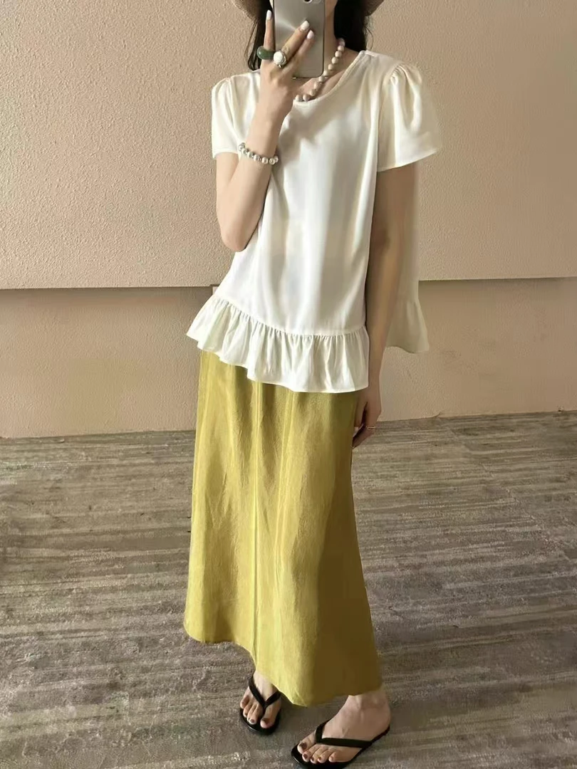 高端醋酸缎面半身裙夏季薄款
