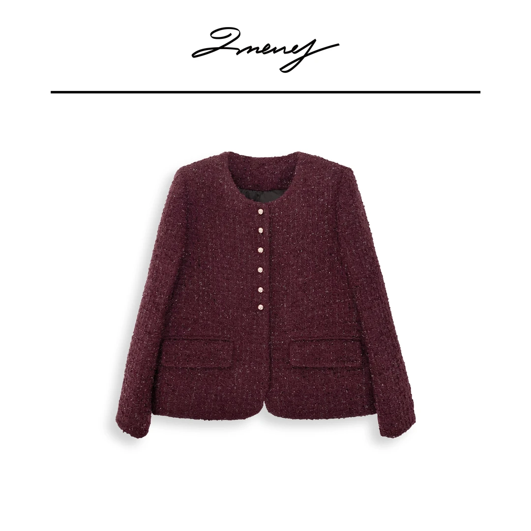 LMENY【清】好闪好美！羊毛特种纱亮丝小香羽绒外套24DY018