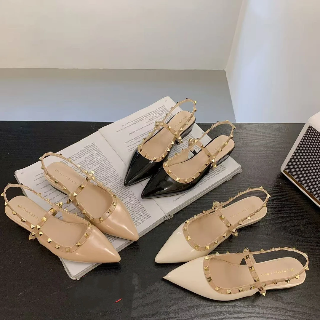 时尚新款皮面拼接色小单鞋2025新款舒适百搭女士单鞋 2519