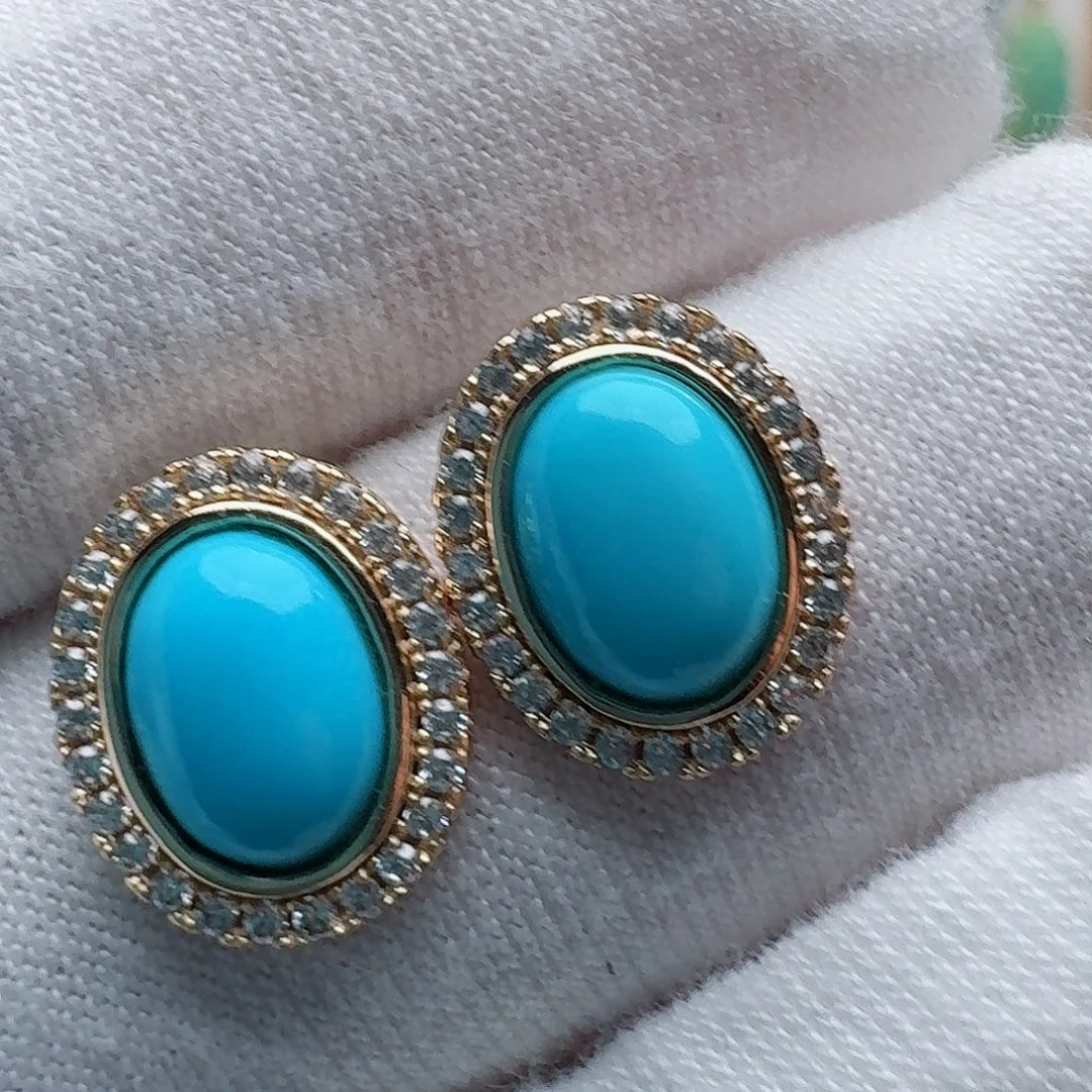 绿松石未镶嵌耳饰