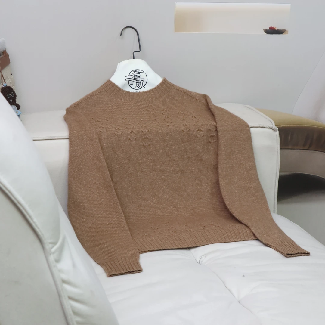 【12443】高品质原创设计红驼色百搭针织毛衣星