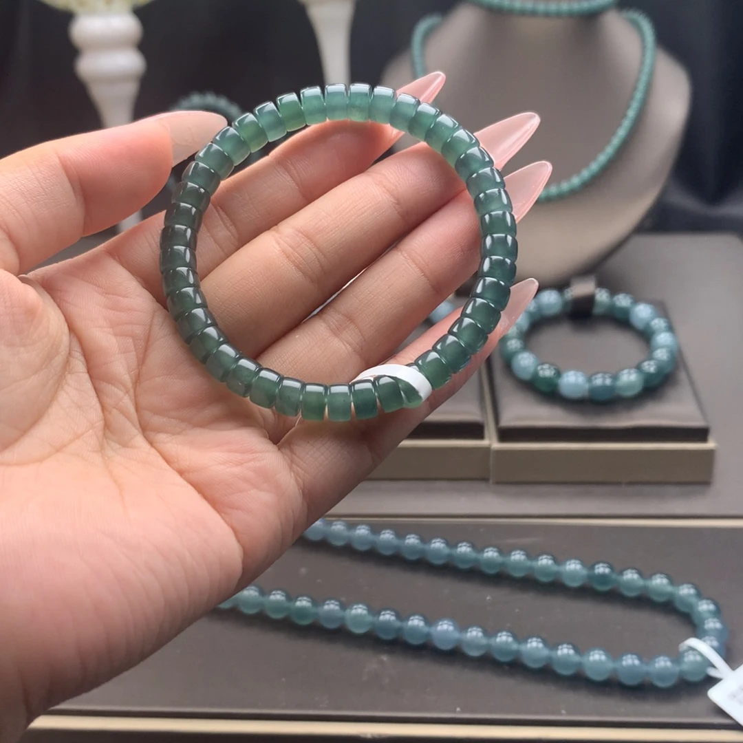 K***l翡翠未镶嵌手链卡7X4mm药片