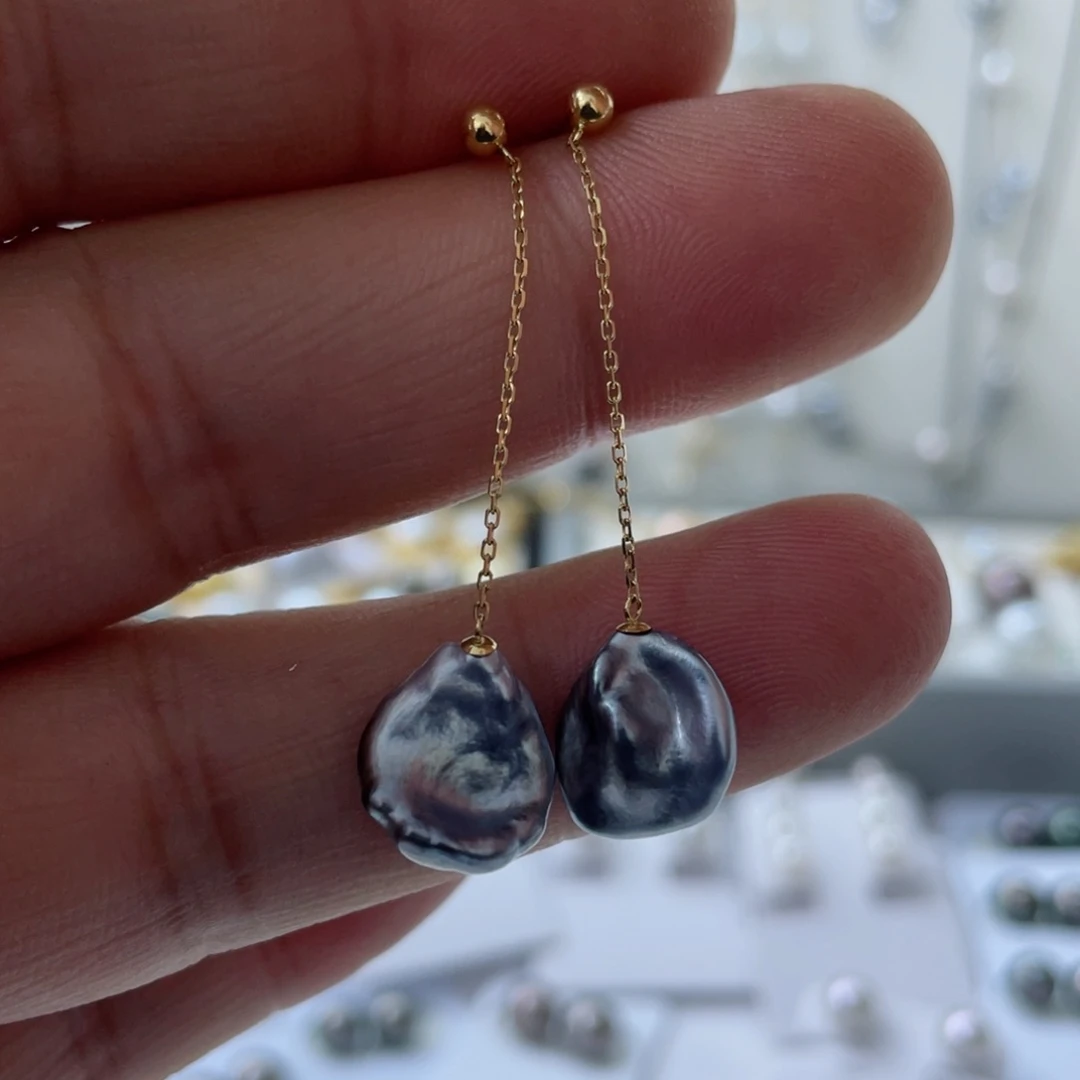 海水珍珠耳坠18K金镶嵌