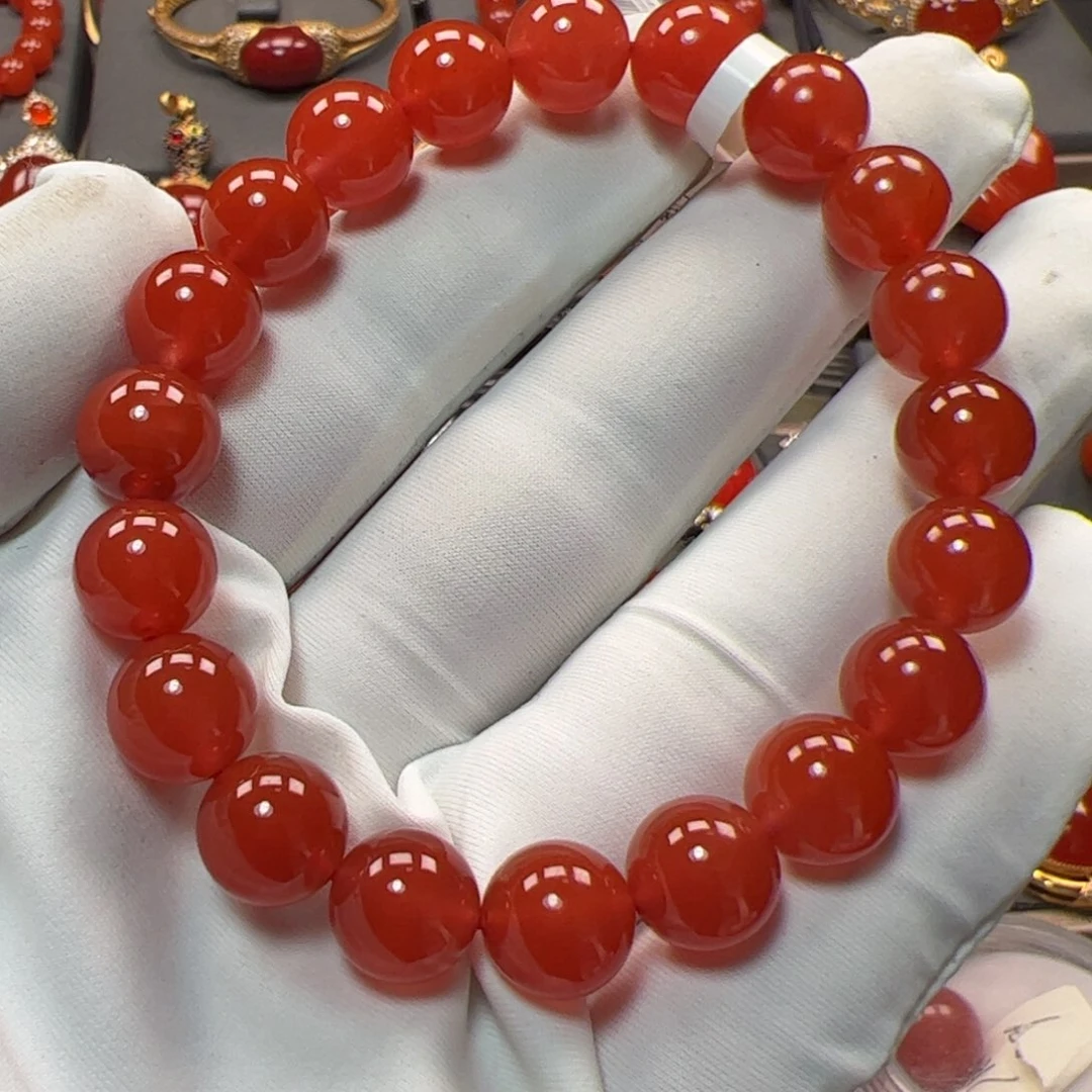 未镶嵌手串南红玛瑙9mm原矿精品冰红手串