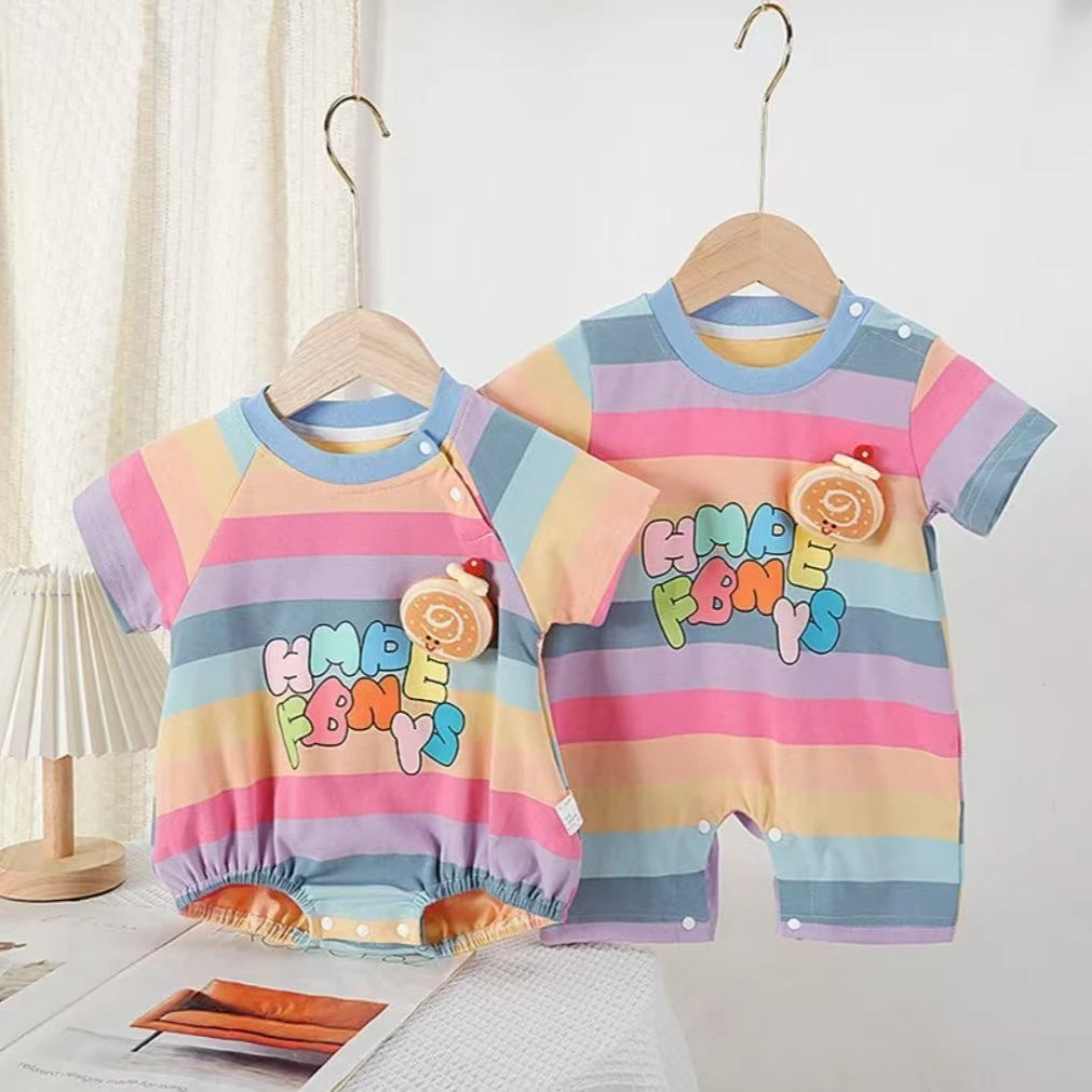 新生婴儿夏季纯棉A类连体衣男女宝宝外出服哈衣