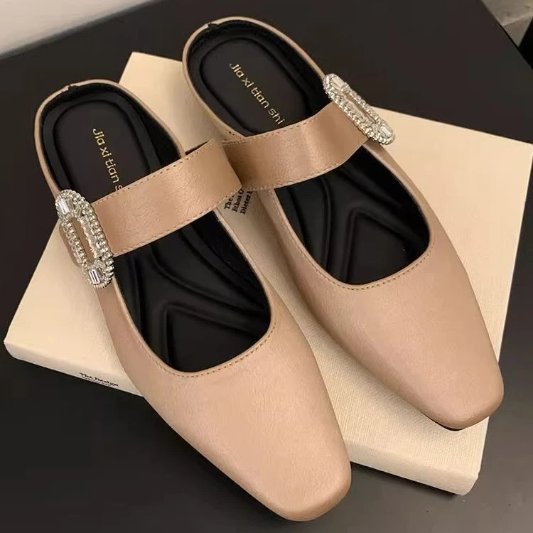 法式半拖鞋包头拖鞋女夏外穿2025春季新款玛丽珍女鞋小香风半单鞋