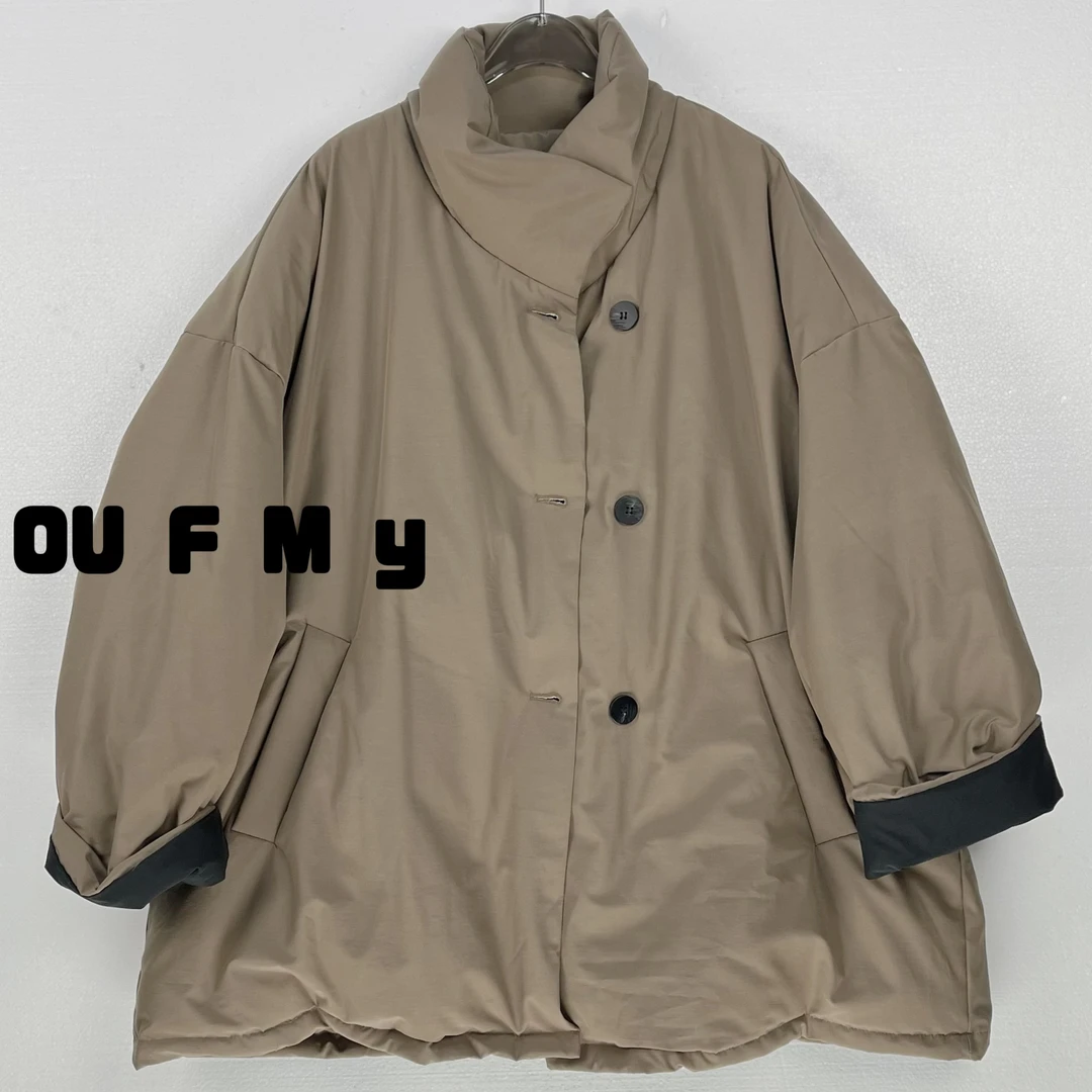 FY3639冬季新款拼接撞色中长保暖时尚百搭羽绒服中长款