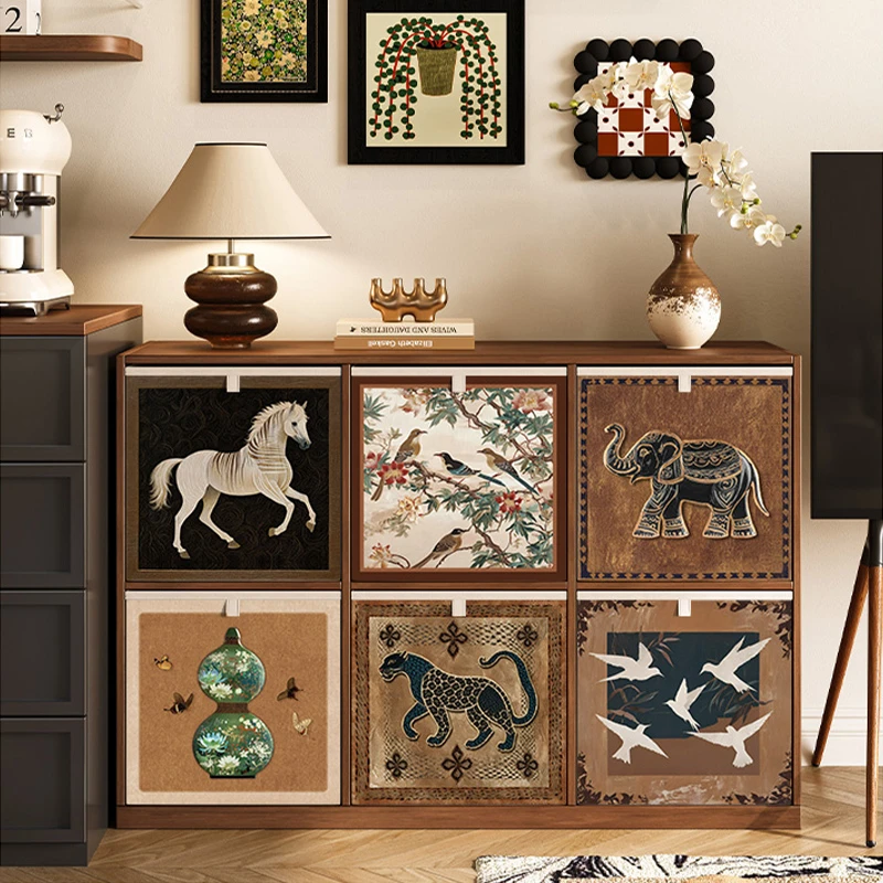 中古风收纳箱大容量卡莱克格子柜高档非藤编折叠收纳筐家用整理盒