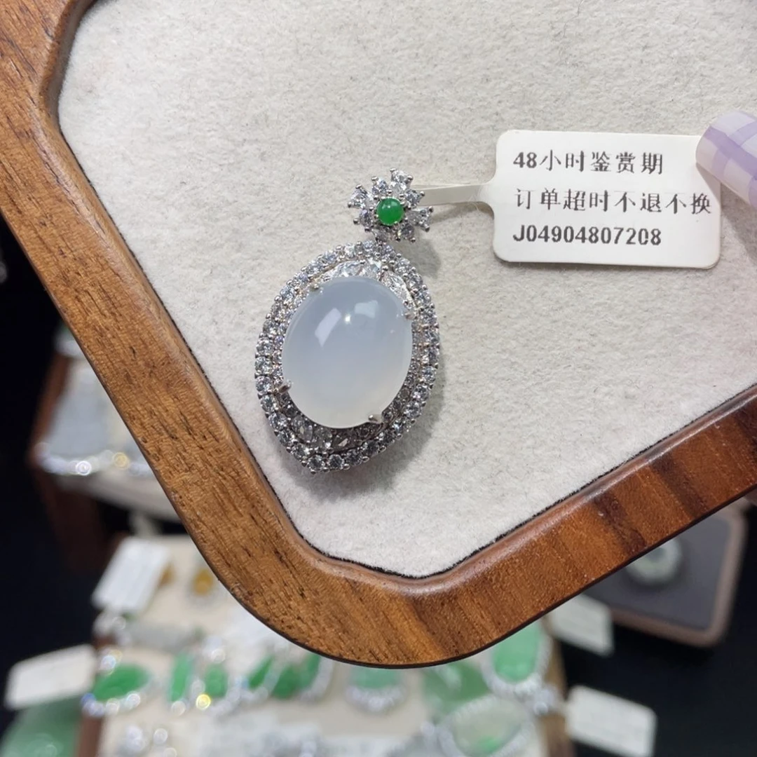 翡翠银S925镶嵌吊坠(不含链)