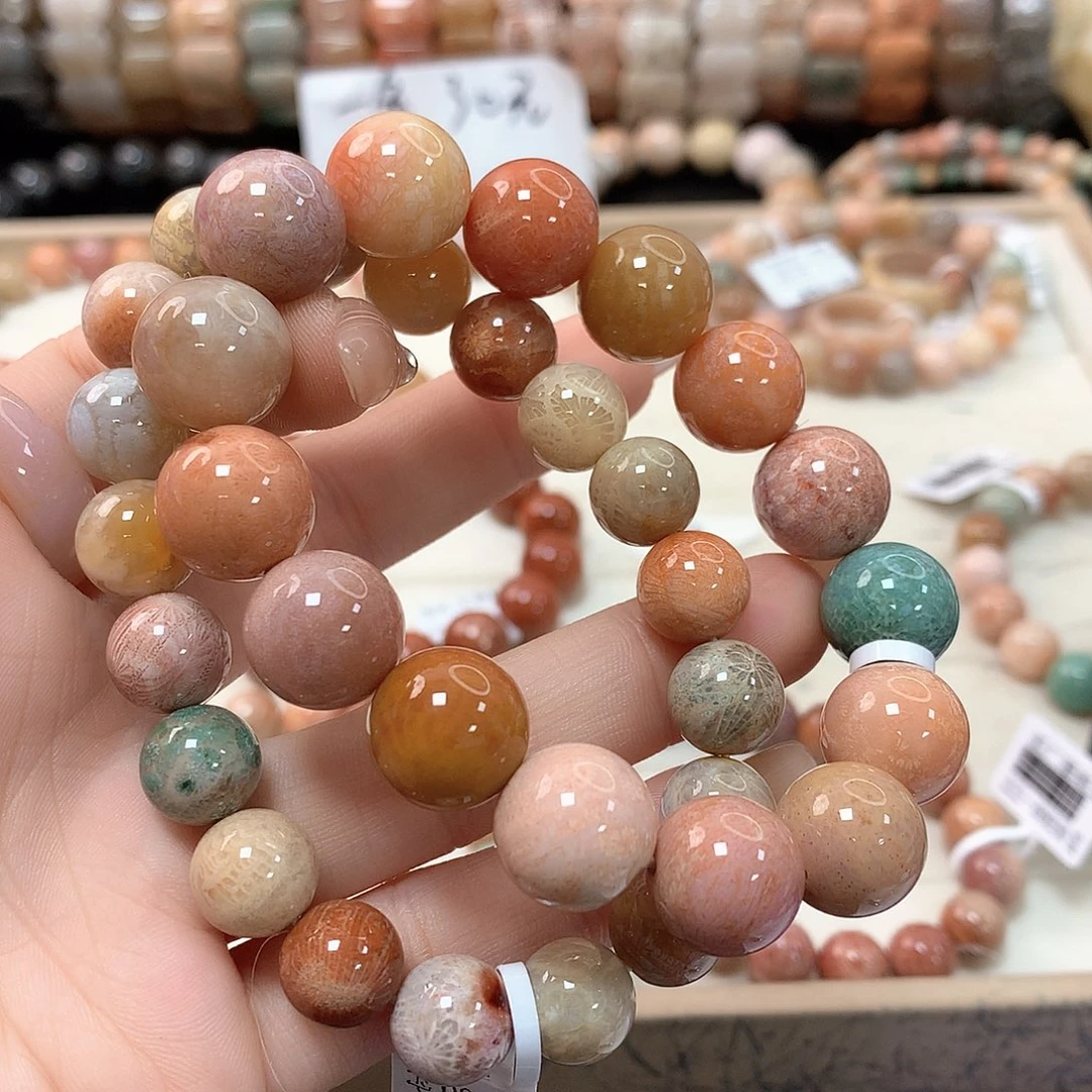 硅化珊瑚（珊瑚玉）手链未镶嵌7***j485