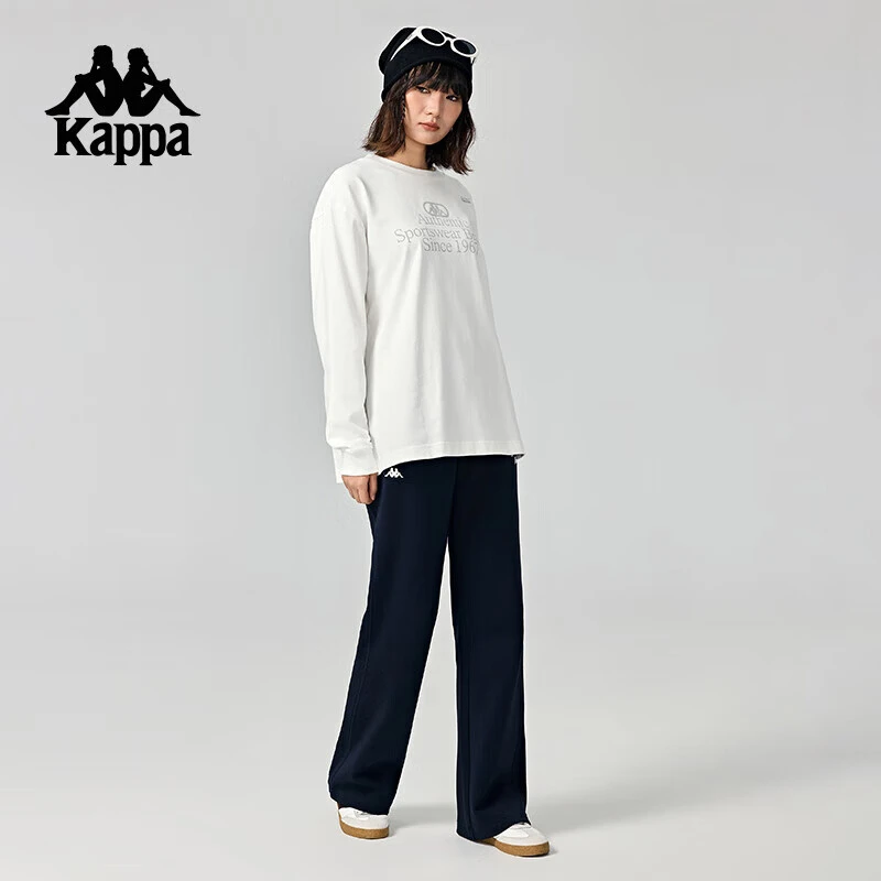 KAPPA卡帕运动长裤2024新款秋复古针织阔腿裤K0E82AK46