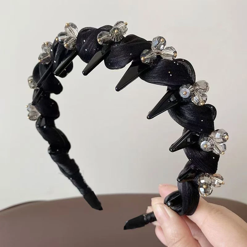 精致缠绕珠珠发箍女款高颅顶头箍高级感气质发卡发饰发捆头饰