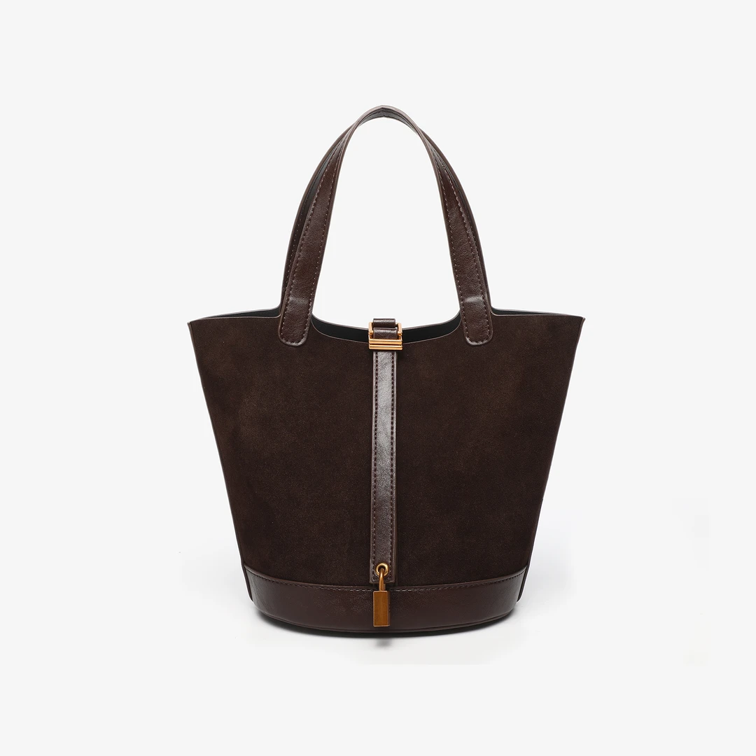 【点心专属】复古百搭磨砂手拎水桶包CK25924P咖色