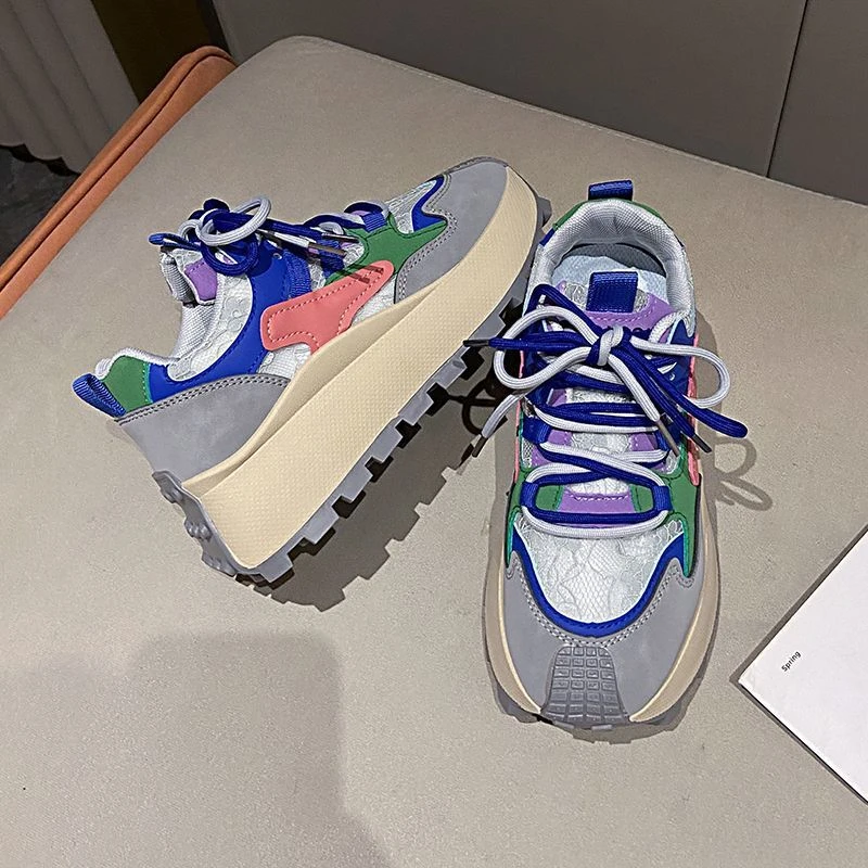 女老爹鞋厚底阿甘运动鞋春季新款2025年休闲网面百搭松糕鞋女鞋