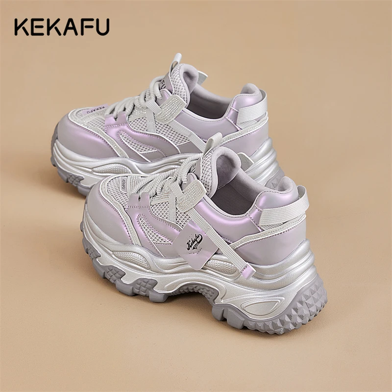 珂卡芙厚底老爹鞋2025新款春季小个子增高女鞋百搭休闲透气运动鞋