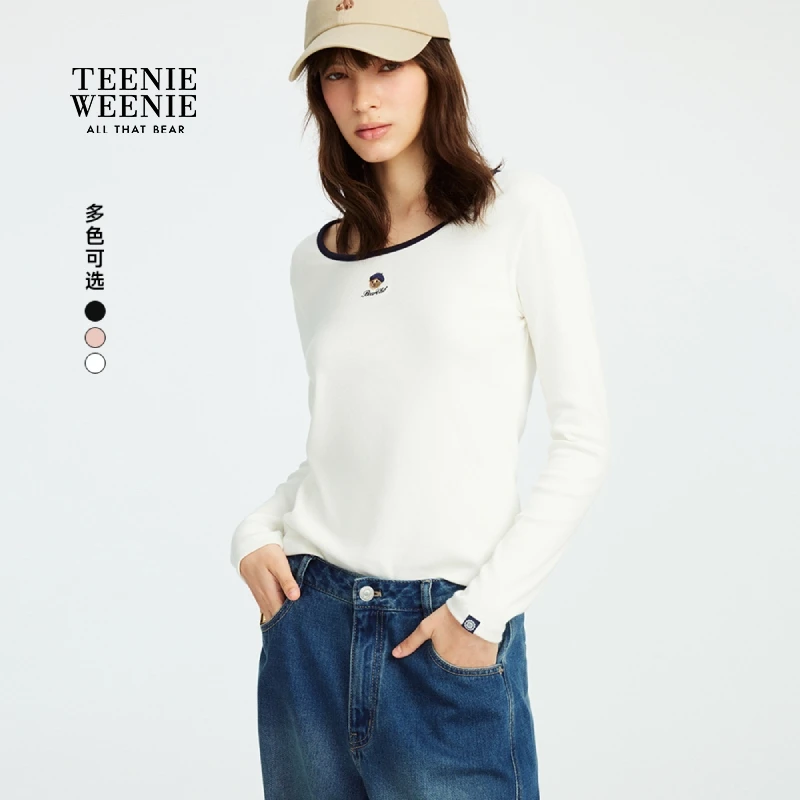 TeenieWeenie小熊女装T恤25简约时尚休闲气质圆领长袖TTLA257804P