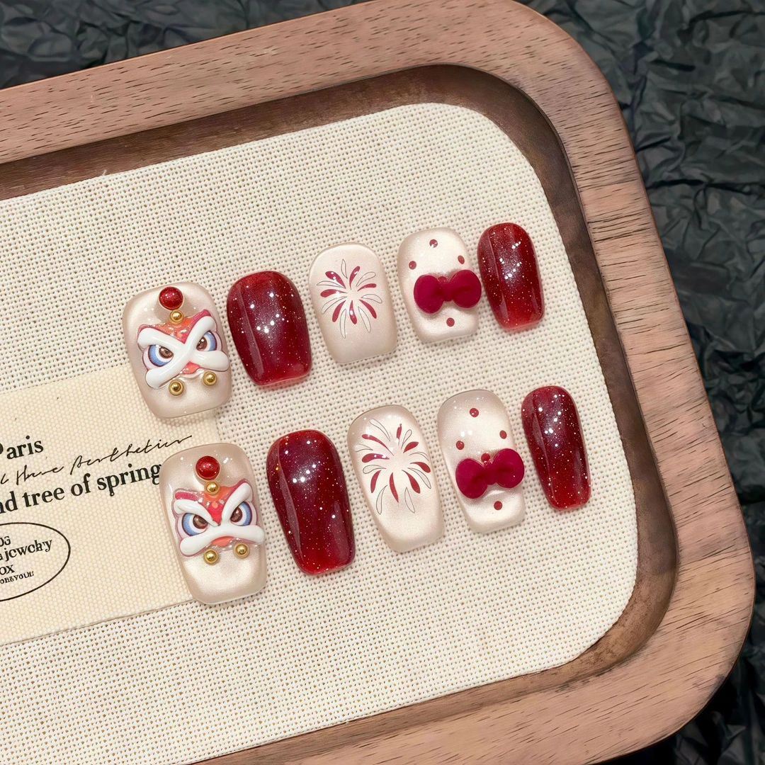 【新年醒狮】爆闪猫眼纯手工穿戴甲可重复穿戴 时尚心动甲