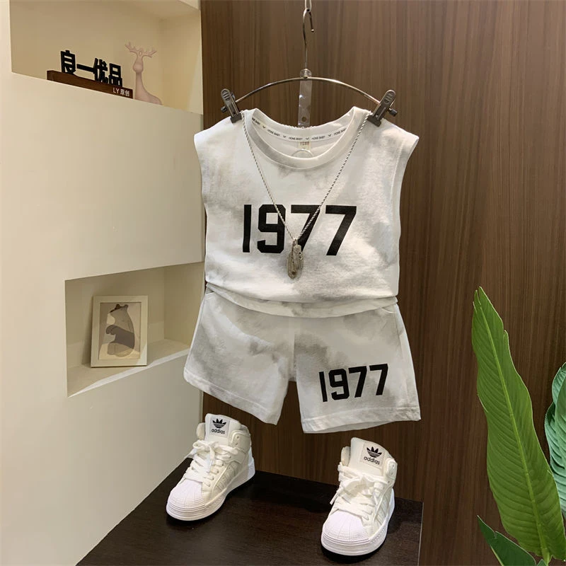 男童背心套装夏季薄款2025新款痞帅儿童无袖衣服男孩宝炸街两件套