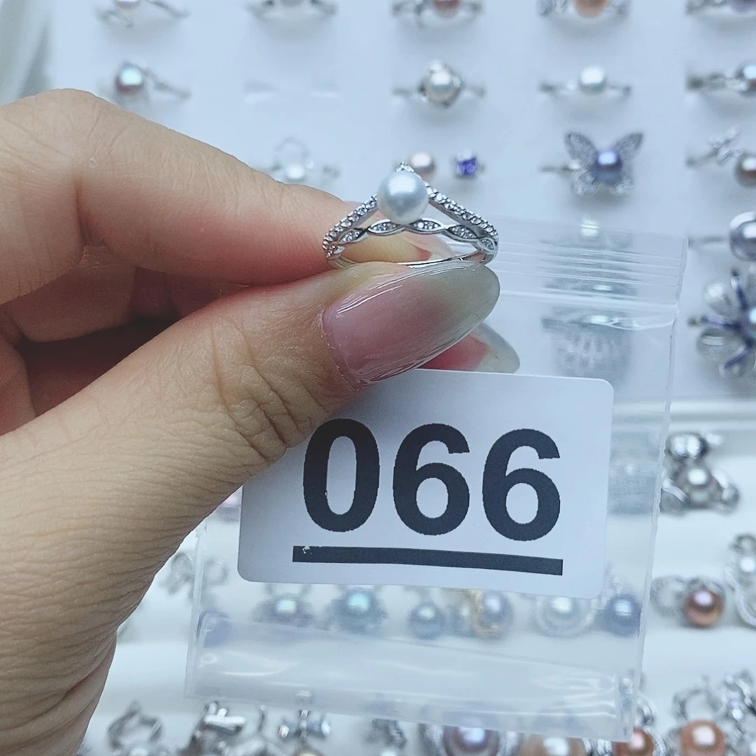 戒指银S925镶嵌淡水珍珠火***萱066