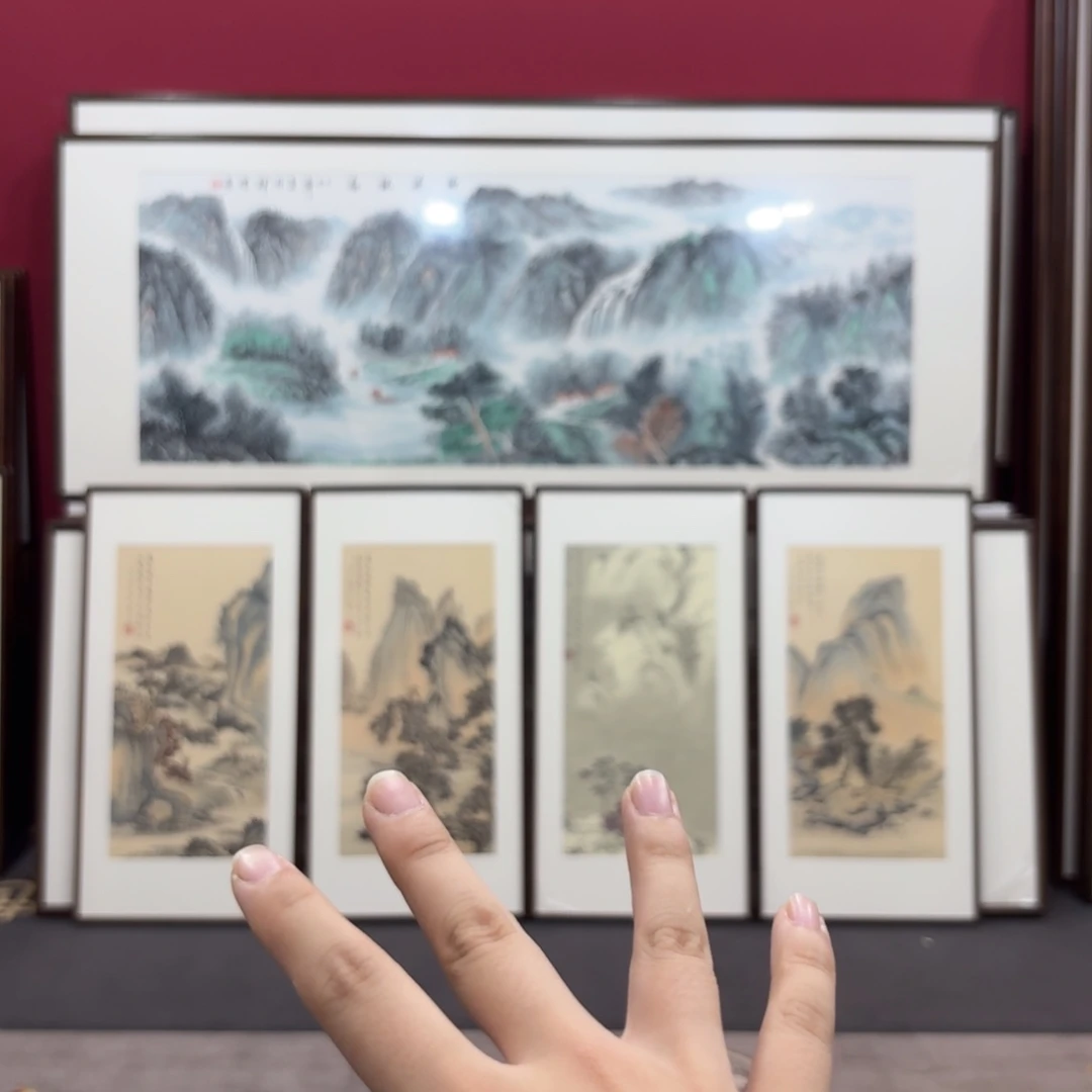 （***产国画带框90/45尺寸四条屏